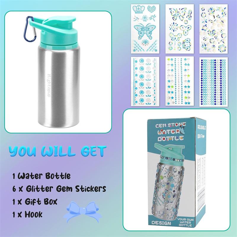 Christmas Stocking Stuffers for Girls, Decorate Your Own Water Bottle Kits for Girls, Christmas Gift for Girls, Fun DIY Arts and Crafts Toy Kit, Girl Christmas Birthday Gift Ideas(Green)