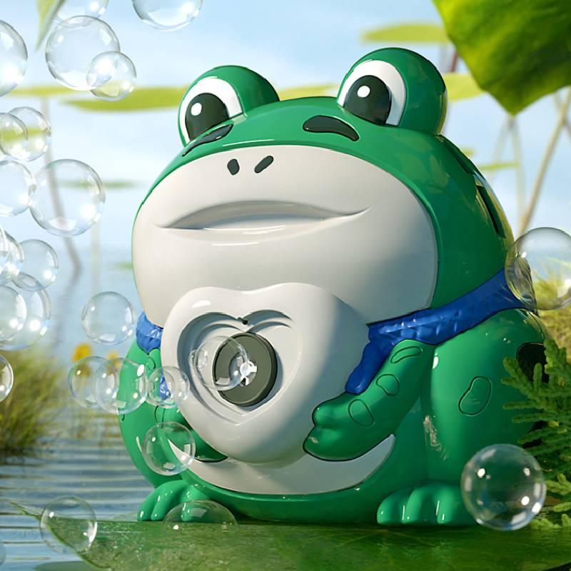 Electric Frog, Electric Bubble Gun, Automatic Bubble Camera, Children's Cartoon Bubble Blowing Camera, Lighting, Music, Frog, Birthday Gift, Children's Gift, Christmas Gift