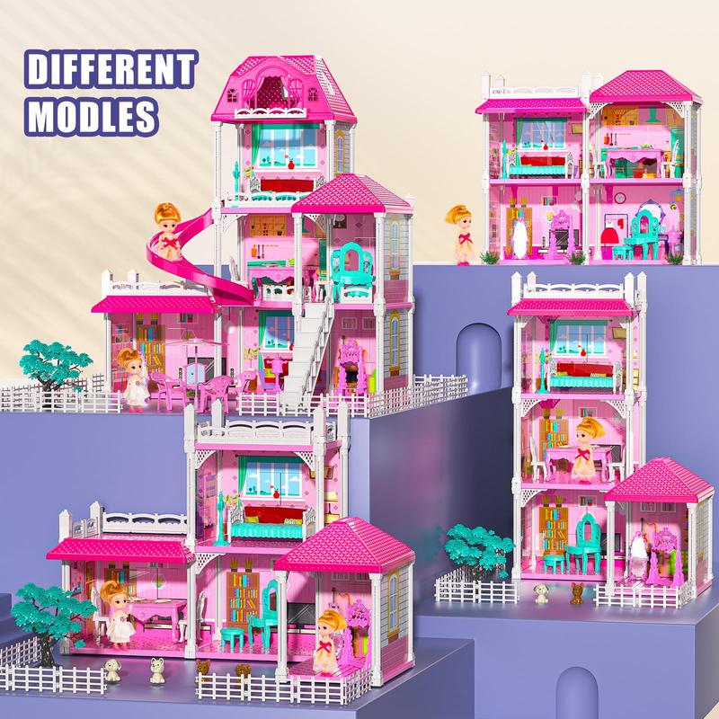 Luxury DollHouse Toys - 3-Story 6 Rooms Dollhouse with 2 Dolls Toy Figures, Dollhouse Toys