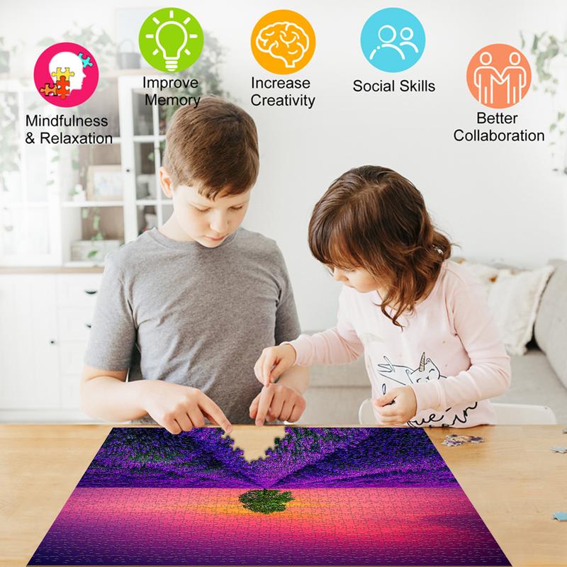 HUADADA 1000 pieces of puzzles for adults, lavender from Provence, suitable for home decoration for holiday gifts, family games, grandparents brainstorming