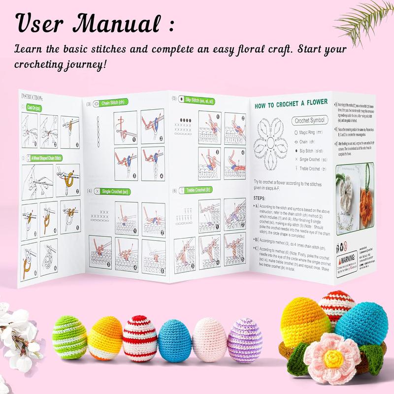 Crochet Yarn Kit for Beginners Adults and , Includes 1650 Yards 30 Colors  Skeins, User Manual, Hooks, Pink Bag etc, Make Amigurumi & Crocheting Projects, Starter Set for Professionals