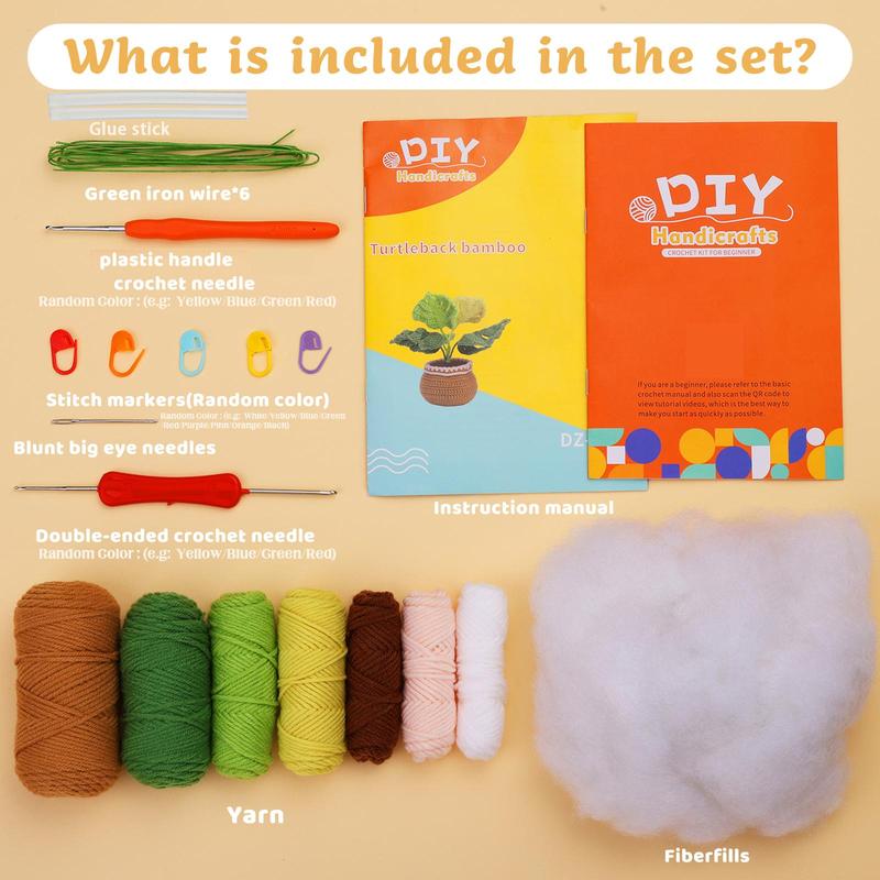 Crochet Kit for Beginners, 1 Set DIY Crochet Pot Plant Kits, DIY Knitting Supplies for Home Decoration