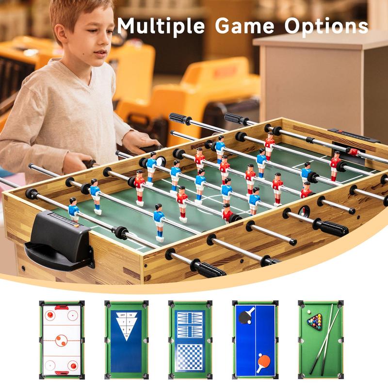 SUPTERON 13-in-1 Combo Game Table Set for Home with Football, Air Hockey, Billiards, Ping Pong, Shuffleboard, Chess, Checkers, Bowling, Backgammon, Horseshoe Cast Puzzle, Dominoes, Ring toss, Cards