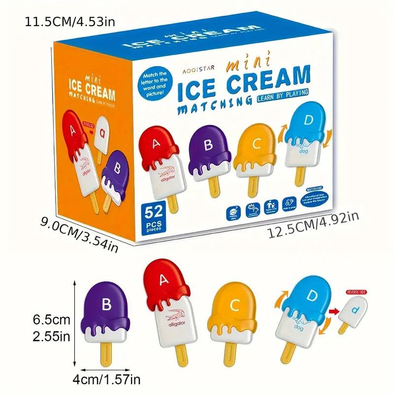 USATDD Preschool Ice Cream Learning Activity - Color Classification, Stacking Toys, Animal and Letter Matching, 3-5 Year Old Boys and Girls ABC Game