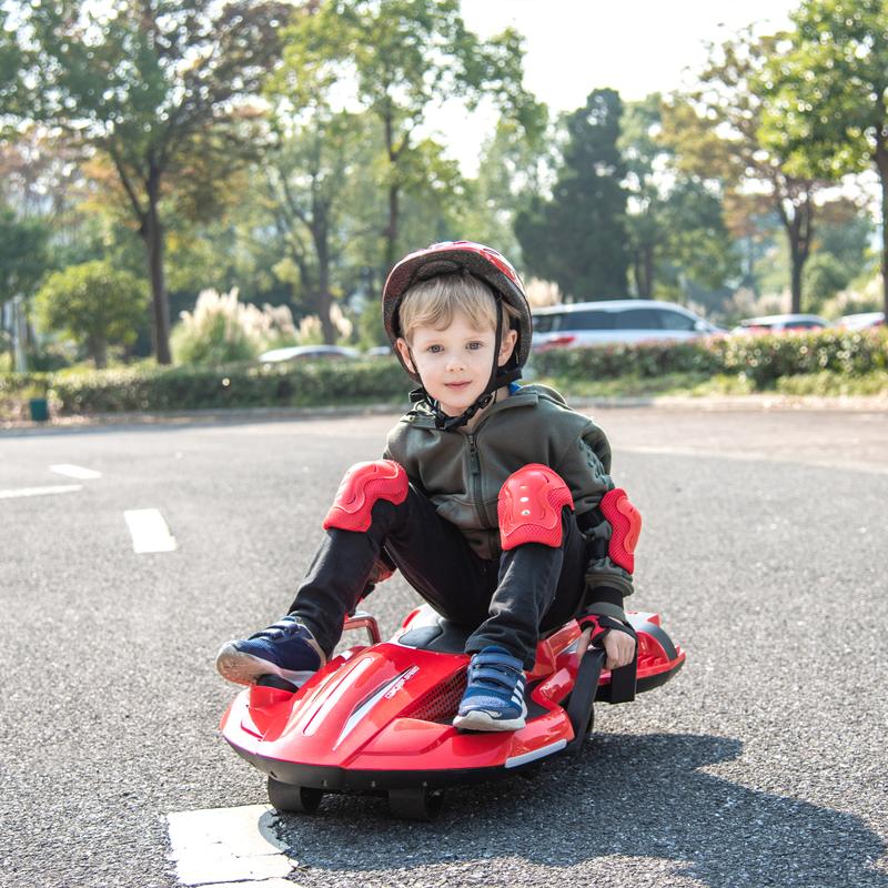 24V Kids Ride On Electric scooter w  helmet knee pads,24v ride on toy for kids,Spray function,2WD 400w wheel-hub motor,Gravity Steering,Use for 1-2 hours,Exercise your child age 6+. wiggle car