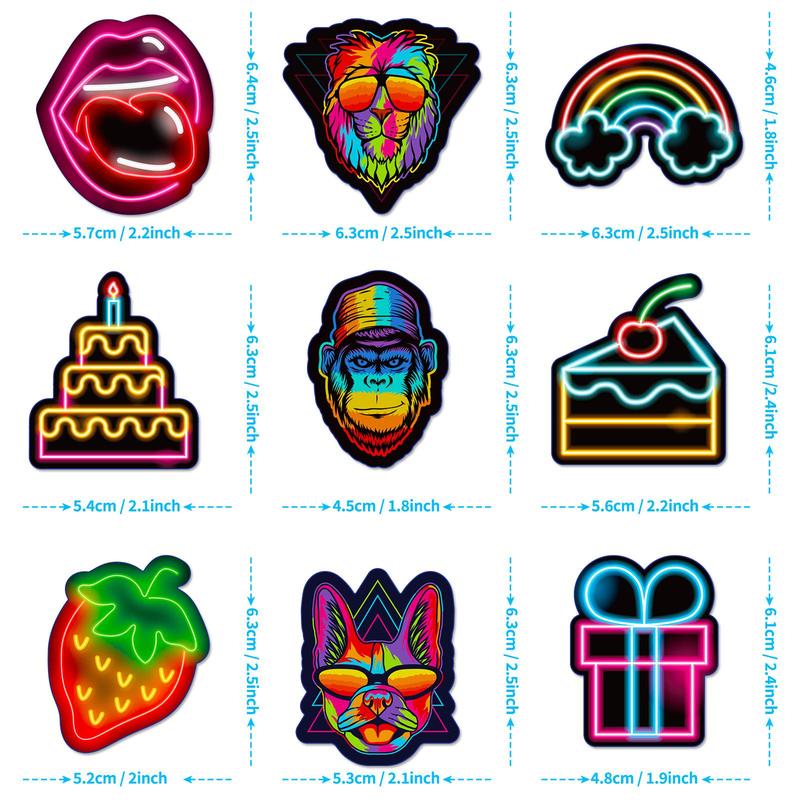 50pcs set Cartoon Neon Design Sticker, Creative Multi-purpose Stickers For DIY Craft, Decoration, Hand Account