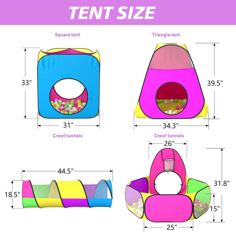 5pc Kids Play Tent Set with Tunnels, Ball Pit & Target Game – Perfect Indoor Outdoor Playhouse for Boys and Girls