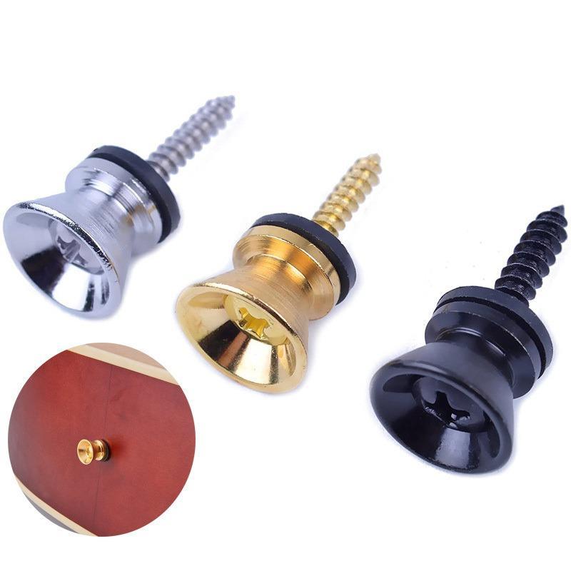 Guitar Strap Locks End Pins, 2 Counts Tail Nail Lock Button Pegs Screw Flat Head for Acoustic Classical Electric Guitar Bass Ukulele