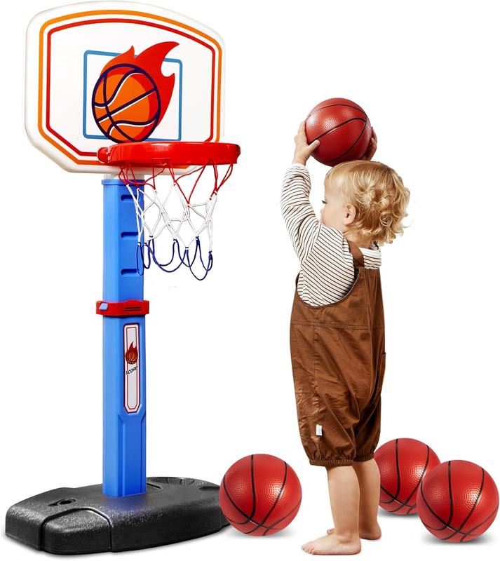  Christmas 2024 Gifts Arcade Basketball Game Set with 4 Balls and Hoop Outdoor Sport Play - Easy Set Up - Air Pump Included