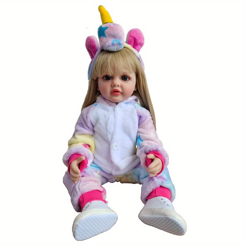 MADOLL 55cm 22 In Reborn Doll With Blonde Long Hair, Full Silicone Body Lifelike Realistic Princess Doll