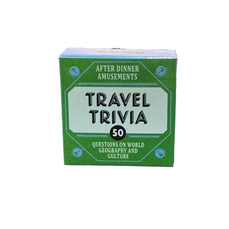 Travel Trivia Card Game, 1 Box 50 Questions on World Geography & Culture, Portable Camping & Holiday Games for  Family Party