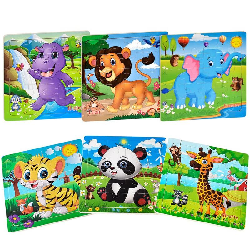 Puzzles for Kids Ages 3-5 Kids Wooden Toys Montessori Learning Education Preschool Sets Gift for Boy Girl 3 4 5+ Years Old, Pack of 6