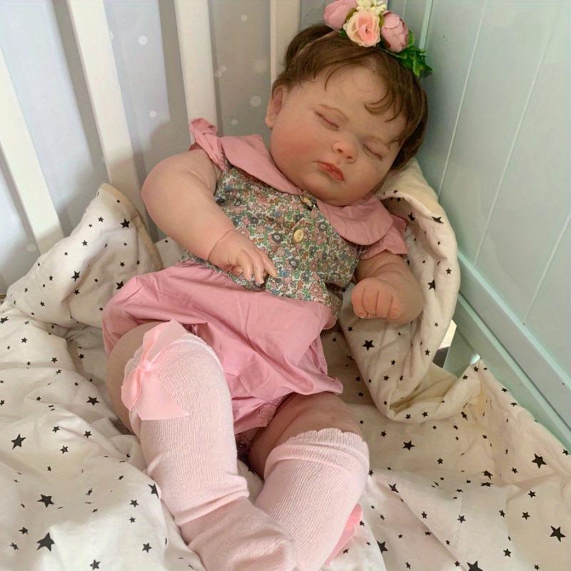 60cm 24inch Sleeping Reborn Baby Doll With 3D-paint Skin Soft Silicone Newborn Girl Cloth Body Doll With Vascular Vein Like Real Art Bebe Toy，Toy Master