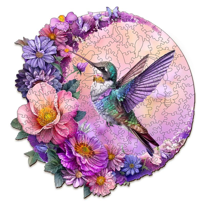 Hummingbird and Moon Wooden Jigsaw Puzzle