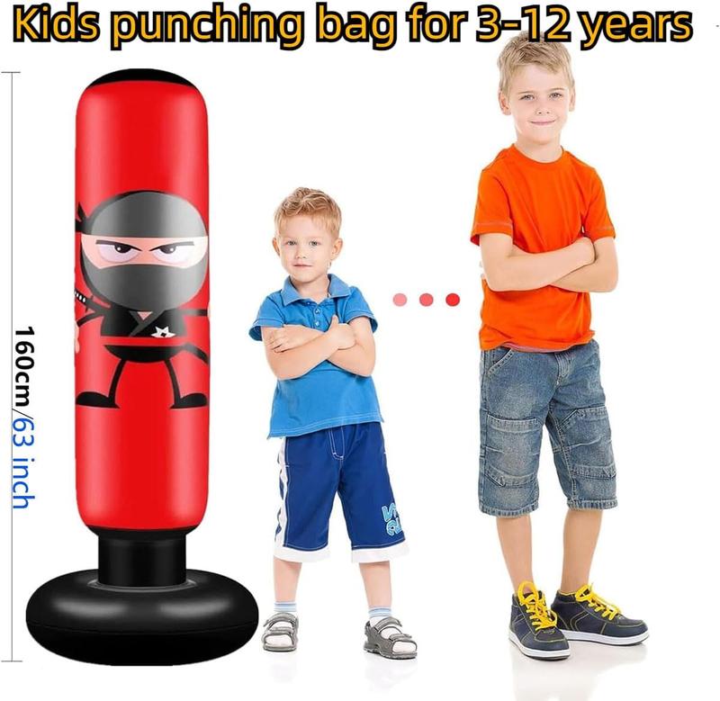 63inch Kids Punching Bag,Inflatable Boxing Bag Toy for Boys Age 5-10, Ninja Toys for Boys, Christmas,Birthday Gifts for Kids 5,6,7,8,9,10 Years Old