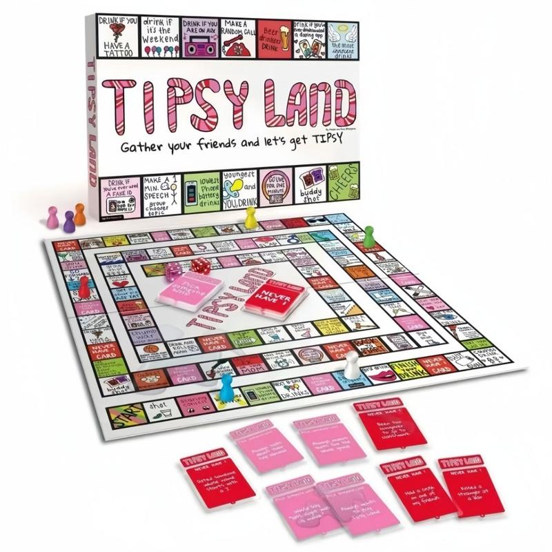 Tipsy Land Drinking Game for Parties - Fun Adult Beverage Game for Girls' Night, Bachelorette, Perfect for Friends, Christmas, Thanksgiving,Tabletop Game with Splash-Resistant Cards, Ideal for Holiday Gatherings Hilarious Fall Drinking Game Cards