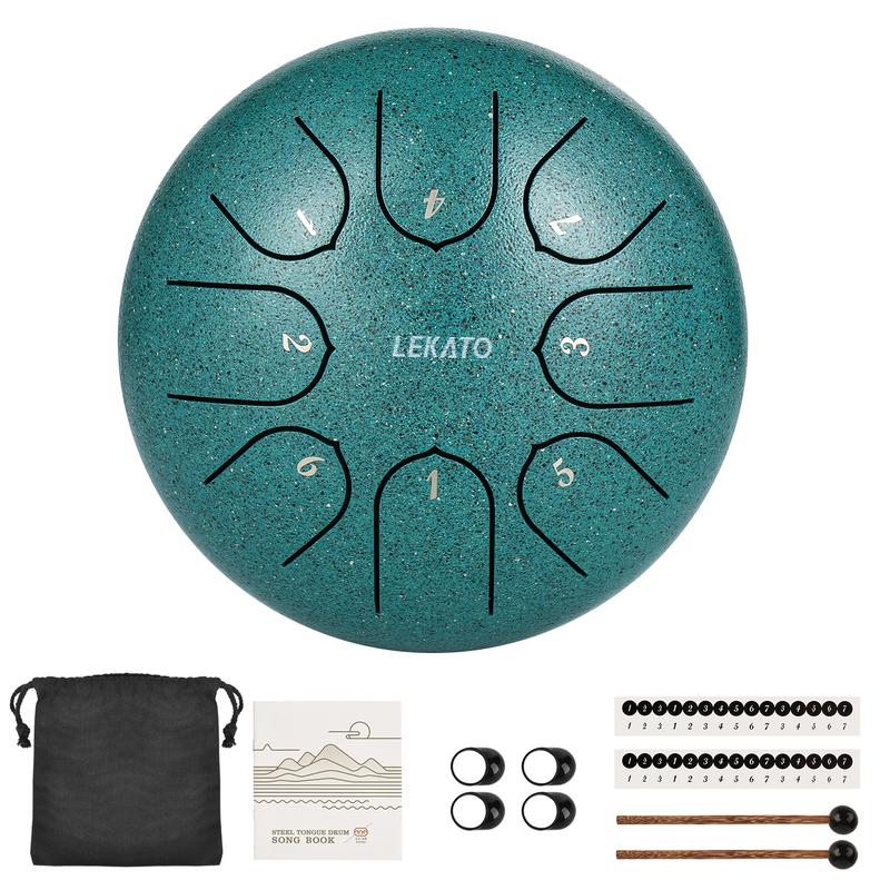 LEKATO Steel Tongue Drum, 6 Inch 8 Notes Steel C Key Handpan Drum, Percussion For Beginner with Song Book, Drum Mallets, Christmas Gift for Family New Year, Mother's Day Father's Day Music Lover Boy Girl Friend Gift