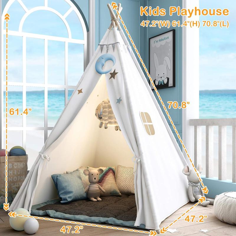 Teepee Play Tent for Kids with Carry Case, Foldable Girls Playhouse Toy Tent, Gift for Baby Toddler