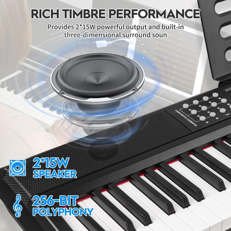 STRICH 88-Key Weighted Digital Piano with Sustain Pedal, Hammer Action, 2x15W Speakers, USB-MIDI Wireless Connect, Model SDP-120 piano