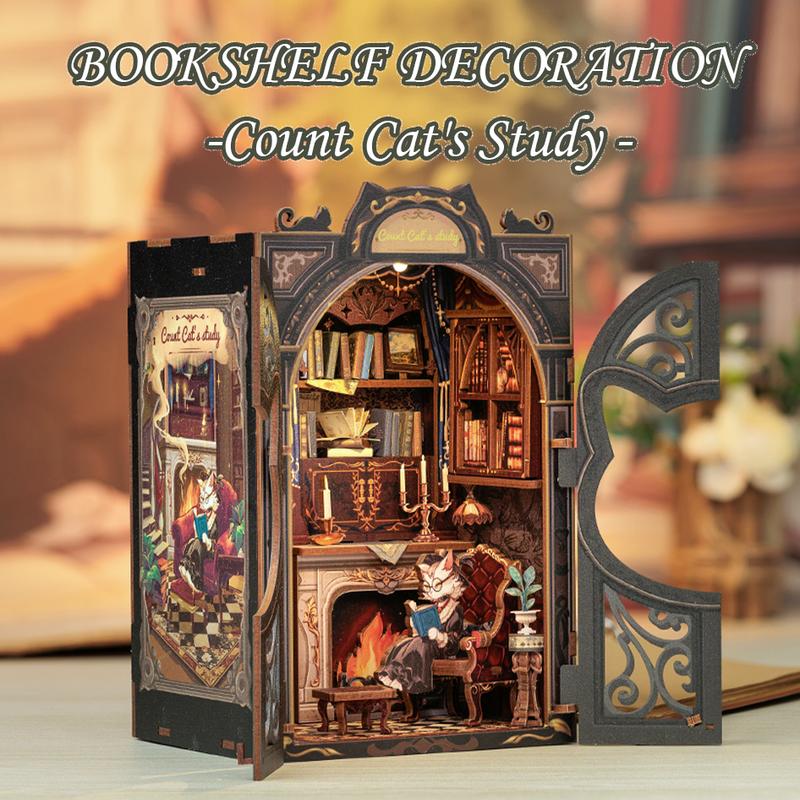 DIY Dollhouse Booknook Bookshelf Insert Decor Alley with LED Light - CUTEBEE Wood DIY Package