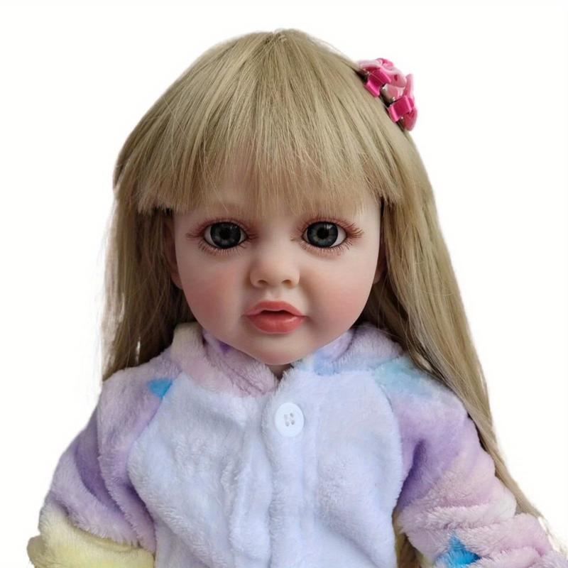 MADOLL 55cm 22 In Reborn Doll With Blonde Long Hair, Full Silicone Body Lifelike Realistic Princess Doll