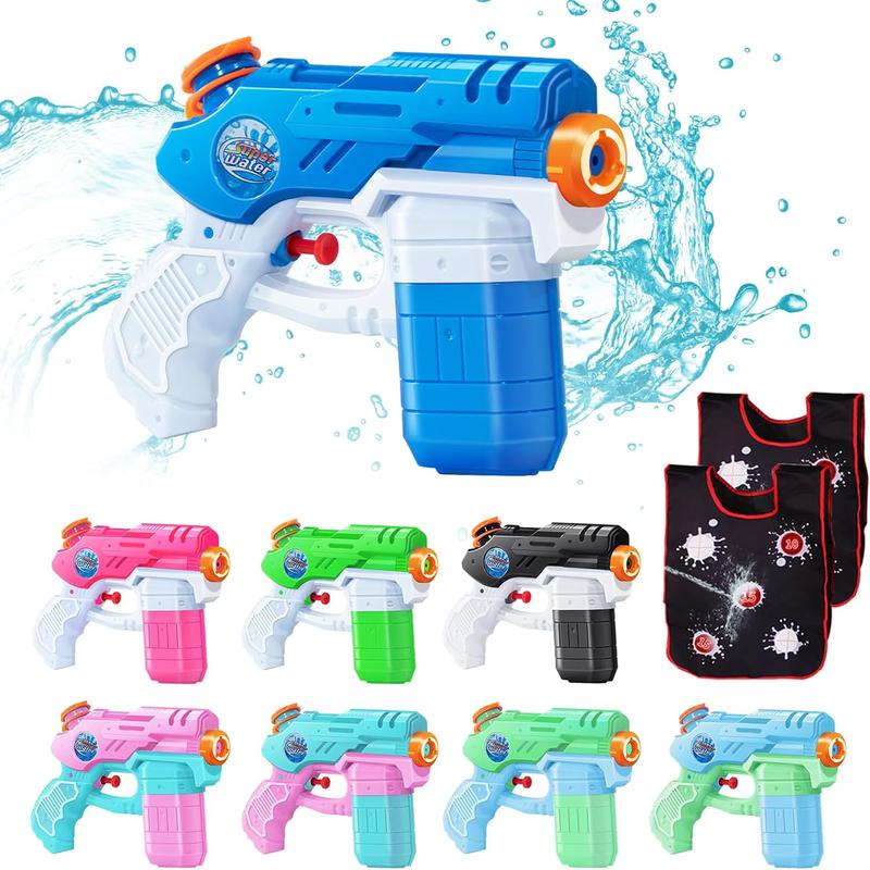 8 Pack Water Guns with 2 Pcs Water Activated Vests Summer Outdoor or Backyard Water Toy for Teen Kids Great Outdoor Play Fun Toy for Kids Boys & Girls Water Activated Vest Set