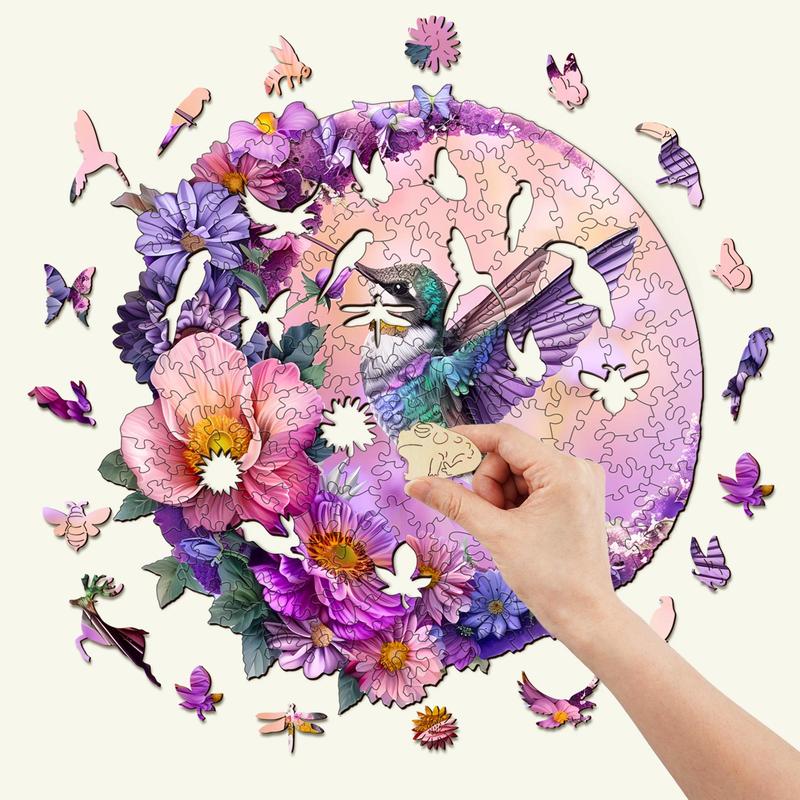 Hummingbird and Moon Wooden Jigsaw Puzzle