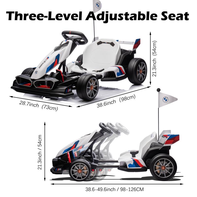 24V McLaren BMW Electric Go Kart, Electric Go Kart for Kids, 400W Powerful Battery Powered Ride On Go Kart with Drift Race Pedal, 2 Speeds, Seat Belt