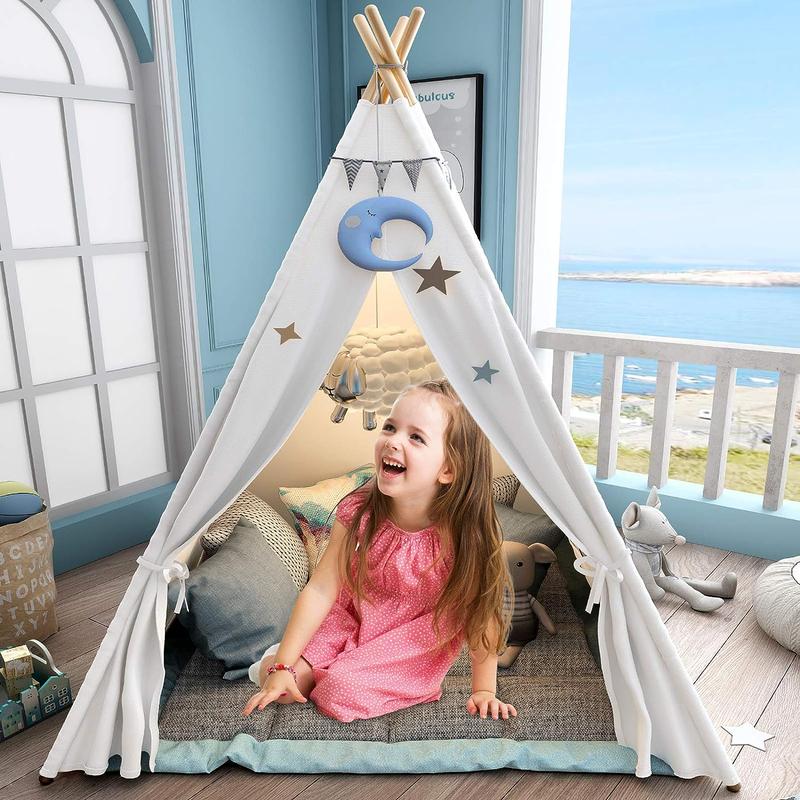 Teepee Play Tent for Kids with Carry Case, Foldable Girls Playhouse Toy Tent, Gift for Baby Toddler