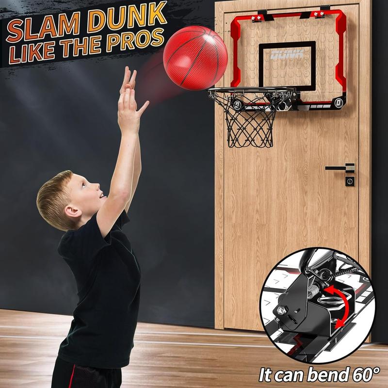 Indoor Basketball Hoop, Door Room Basketball Hoop, Mini Basketball Hoop with 4 Balls & Electronic Scoreboard, Basketball Game Toys, Basketball Hoop for Door with 4 Balls, Basketball Hoop Indoor