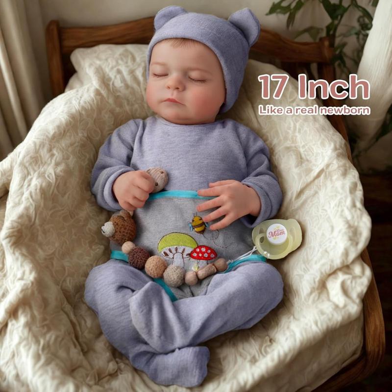 LINDADA Lifelike Reborn Baby Dolls Noah - 17 Inch Realistic Newborn Baby Dolls Anatomically Correct Real Life Baby Dolls Full Vinyl Body Poseable Baby Boy with Feeding Kit Gift Box for Children 3+ full body Realistic Full