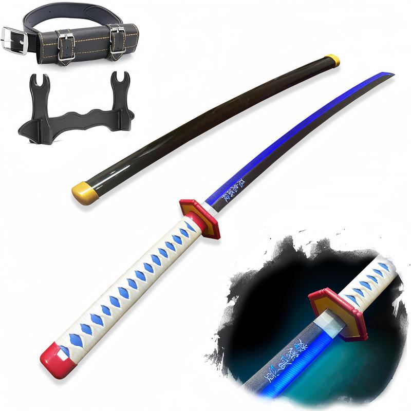 2.0 Upgraded Light Up Demon Slayer Tomioka Giyuu Sword - 40 inches Plastic Anime cosplay prop with Belt & Stand