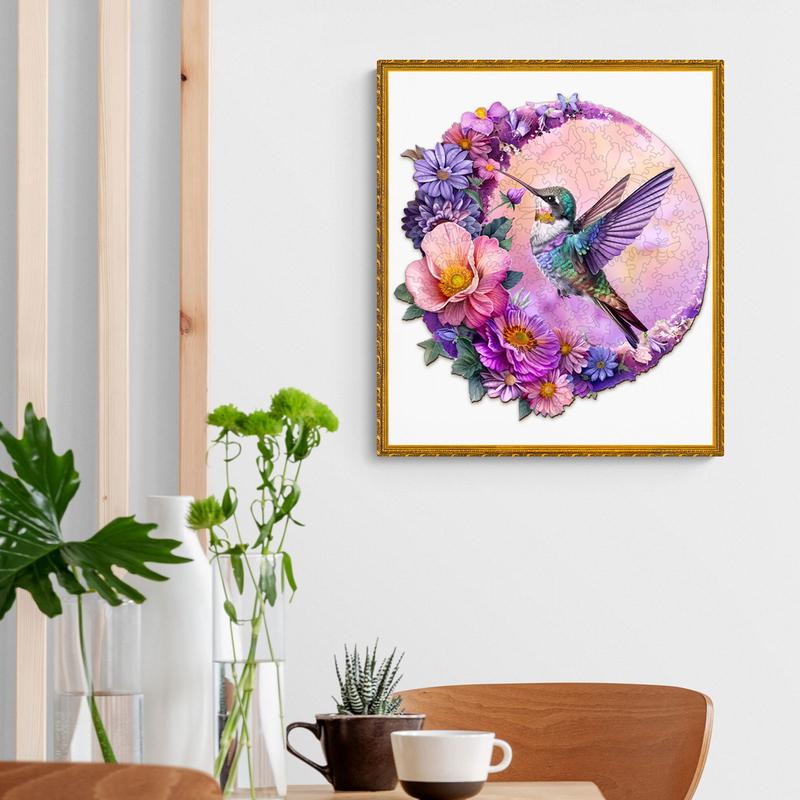 Hummingbird and Moon Wooden Jigsaw Puzzle