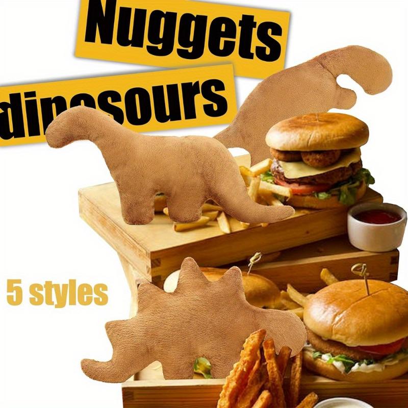 1 5pcs, Dino Chicken Nugget Plush, Realistic Fun Dino Fried Chicken Nuggets Pillow Stuffed Toy For Gift For Boys And Girls, Party Gift, Holiday Gift