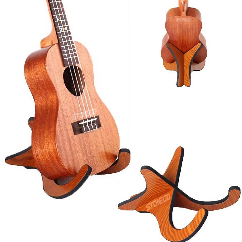 Wooden Ukulele Stand, Portable Foldable Ukulele Guitar Stand, Musical Instrument Stand for Ukulele, Violin, Mandolin & Banjo