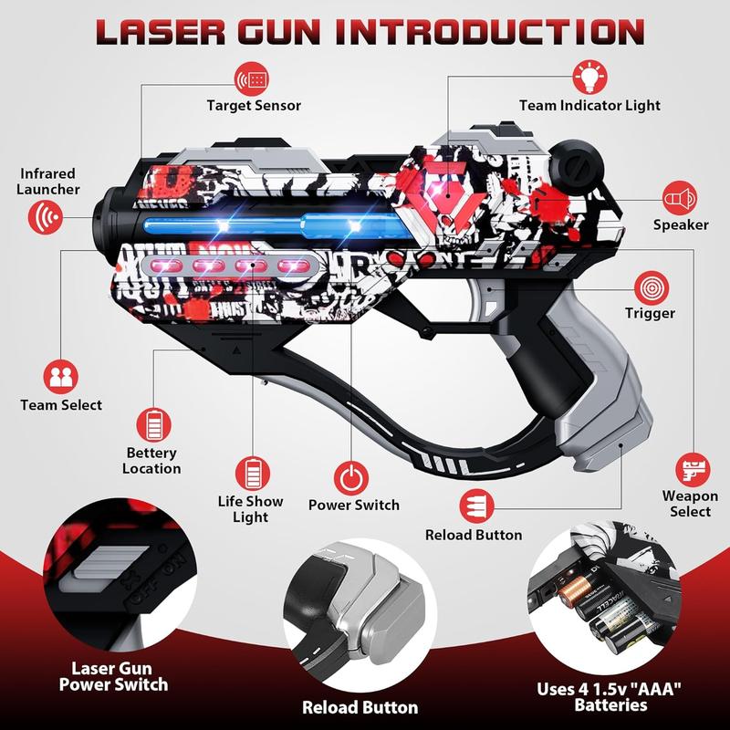 Laser Tag Guns Set of 4 Laser Tag Guns with Digital LED Score Display Vests,Gifts for Teens and Adults Boys & Girls,Adults and Family Fun,Gift for Kids Ages 8 Year Old Boy