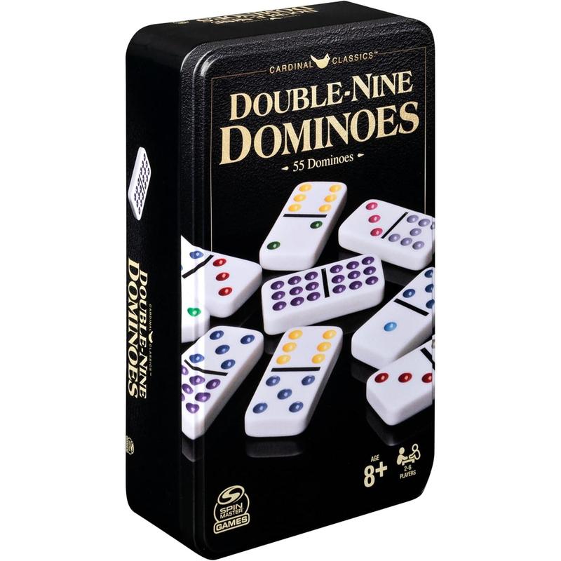 Spin Master Games, Cardinal Classics Double Nine Dominoes Set in Storage Tin, Dominoes for Kids, Classic Game, Dominoes for Adults & Kids Ages 8+