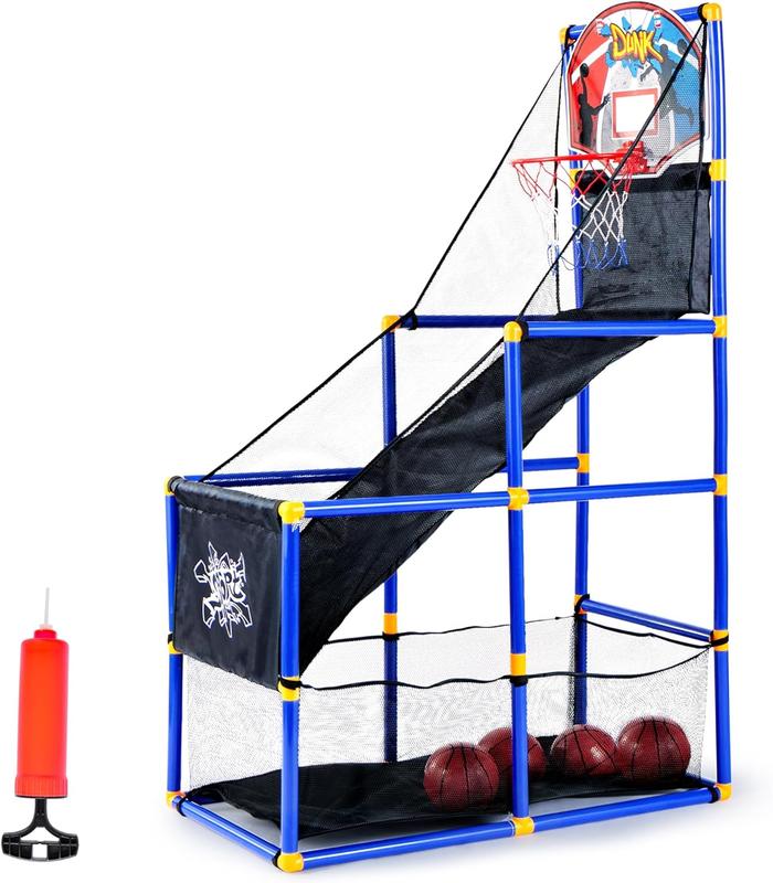  Christmas 2024 Gifts Arcade Basketball Game Set with 4 Balls and Hoop Outdoor Sport Play - Easy Set Up - Air Pump Included