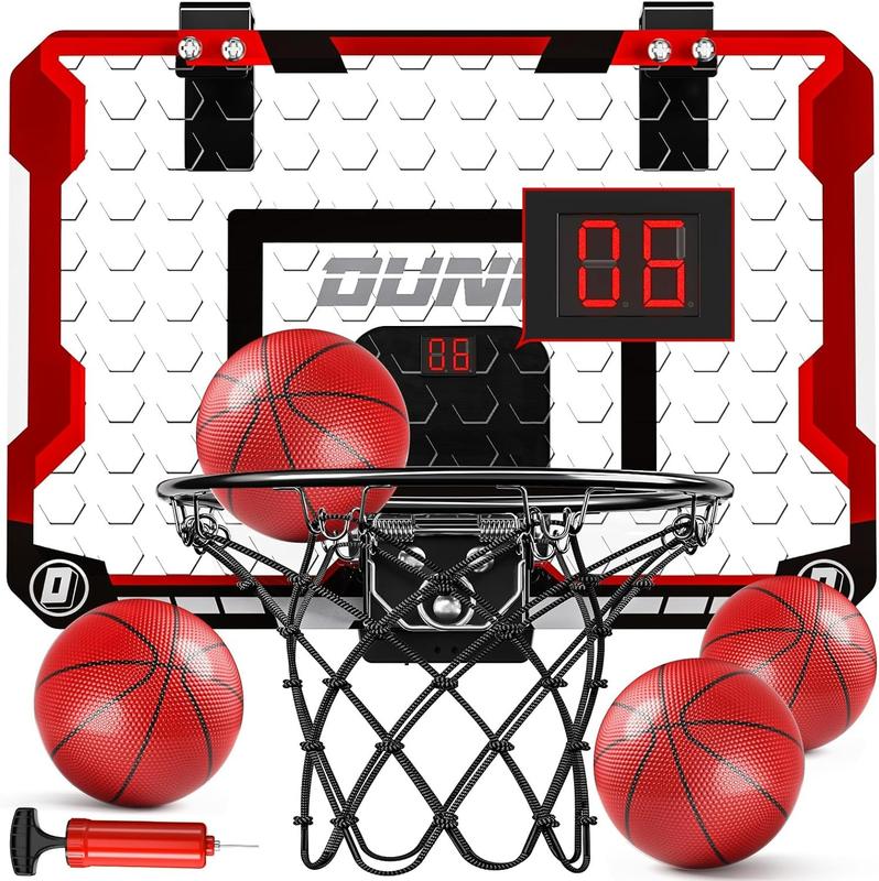 Indoor Basketball Hoop, Door Room Basketball Hoop, Mini Basketball Hoop with 4 Balls & Electronic Scoreboard, Basketball Game Toys, Basketball Hoop for Door with 4 Balls, Basketball Hoop Indoor