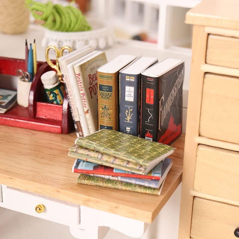 Miniatures Dollhouse Books, 1:12 Scale Mini Books Library Bookshelf Fillers Mini House Accessories Wooden Mini Books Model Decoration for Doll House Decor 25 count