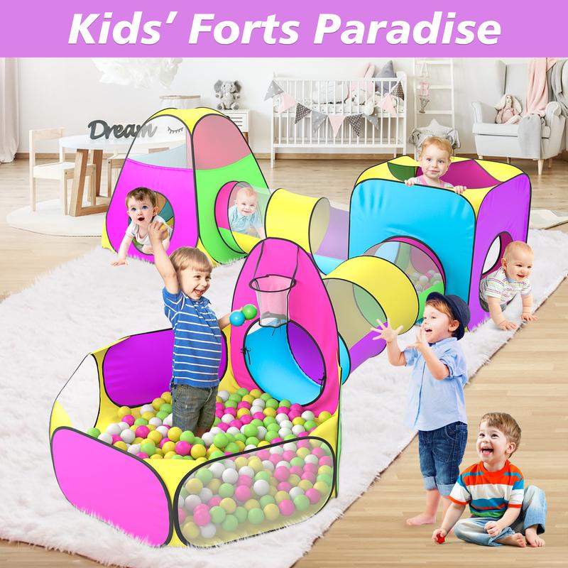 5pc Kids Play Tent Set with Tunnels, Ball Pit & Target Game – Perfect Indoor Outdoor Playhouse for Boys and Girls