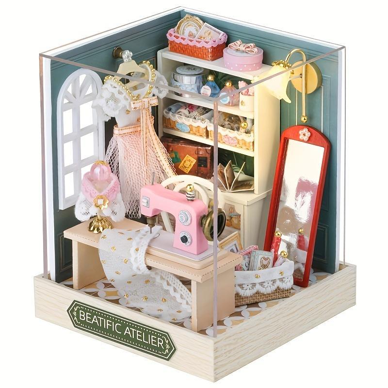 Coffee Time DIY Wooden Book Nook Kit, 1 Set DIY 3D Wooden Puzzle, DIY Model Kit, 3D Desktop Decoration Ornament, DIY Model Kit for Bookshelf Decoration