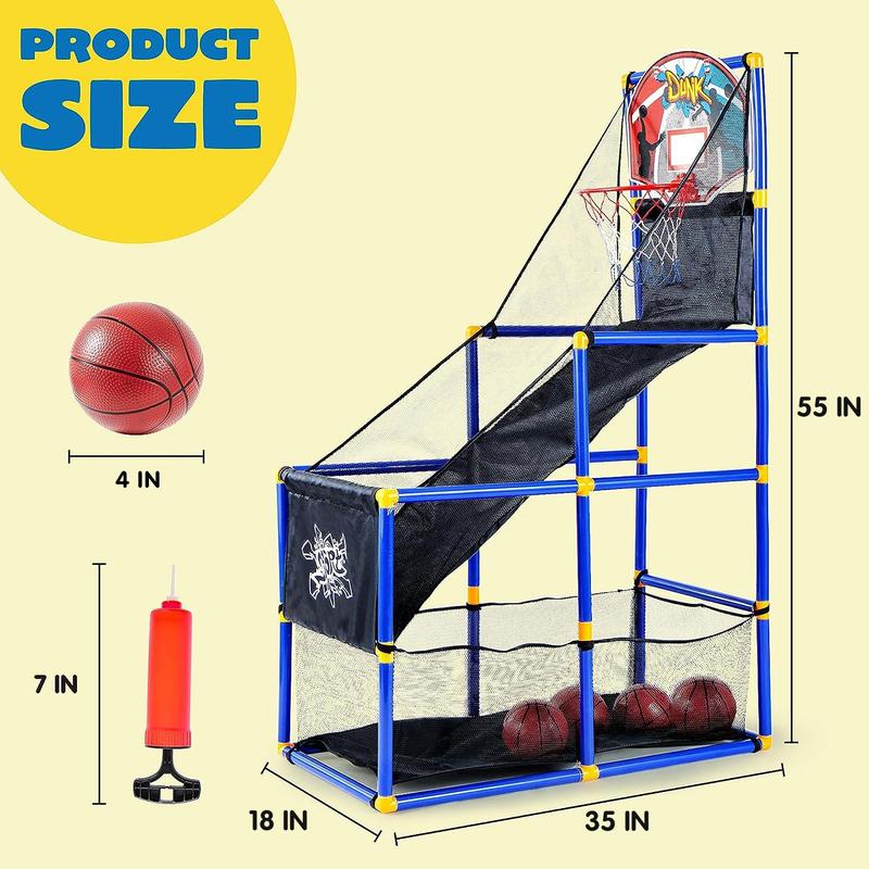  Christmas 2024 Gifts Arcade Basketball Game Set with 4 Balls and Hoop Outdoor Sport Play - Easy Set Up - Air Pump Included