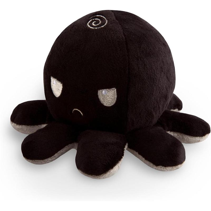 Original Double Sided Octopus Plush - Black + Orange - Adorable Sensory Fidget Plush Animal to Show Your Mood - Perfect for Halloween! DOG PLUSH TOY