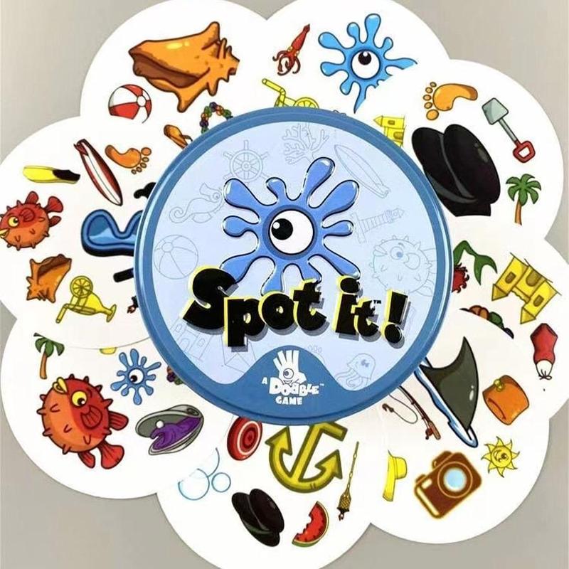 Spot It Themed Card Game, 1 Box Cartoon Pattern Fast-paced Symbol Matching Observation Game Cards, Fun Birthday Party Supply for Kids Adults