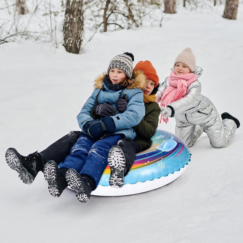 3 Pack Snow Tubes Sleds for Sledding, Big Inflatable Snow Tube Sled Heavy Duty with Handles for Winter Outdoor Sports