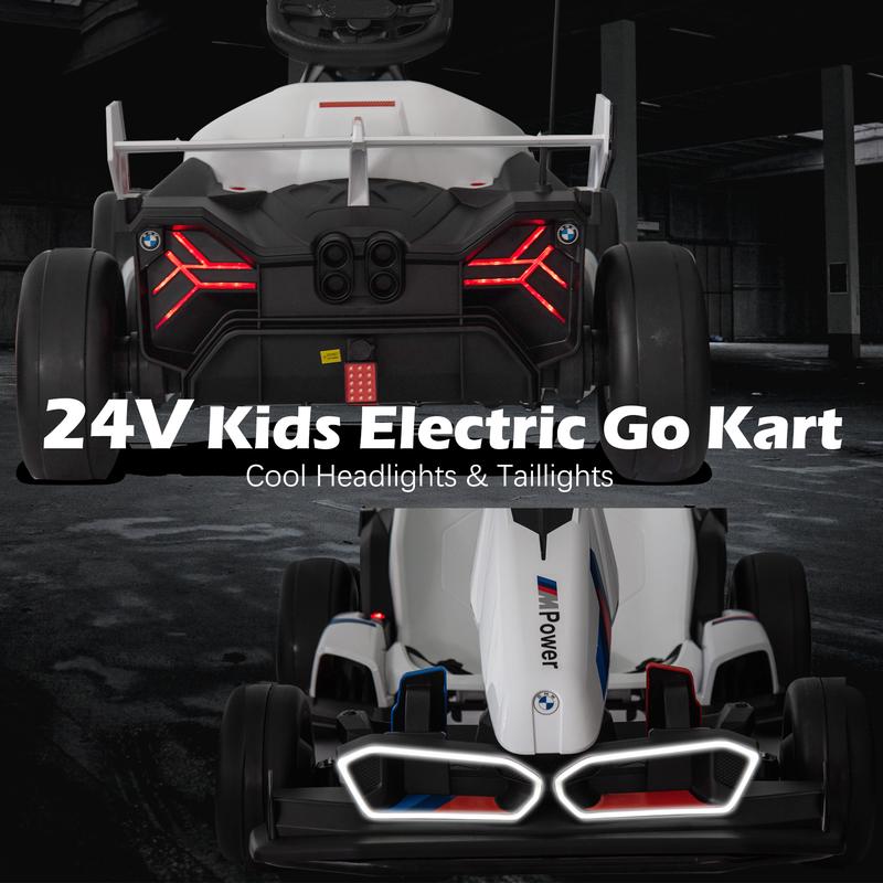 24V McLaren BMW Electric Go Kart, Electric Go Kart for Kids, 400W Powerful Battery Powered Ride On Go Kart with Drift Race Pedal, 2 Speeds, Seat Belt