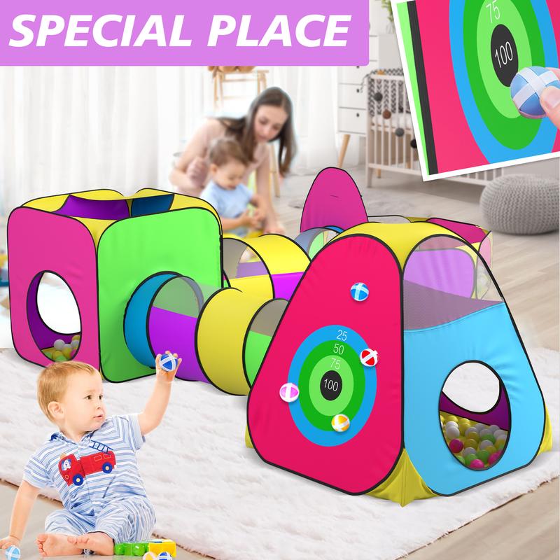 5pc Kids Play Tent Set with Tunnels, Ball Pit & Target Game – Perfect Indoor Outdoor Playhouse for Boys and Girls