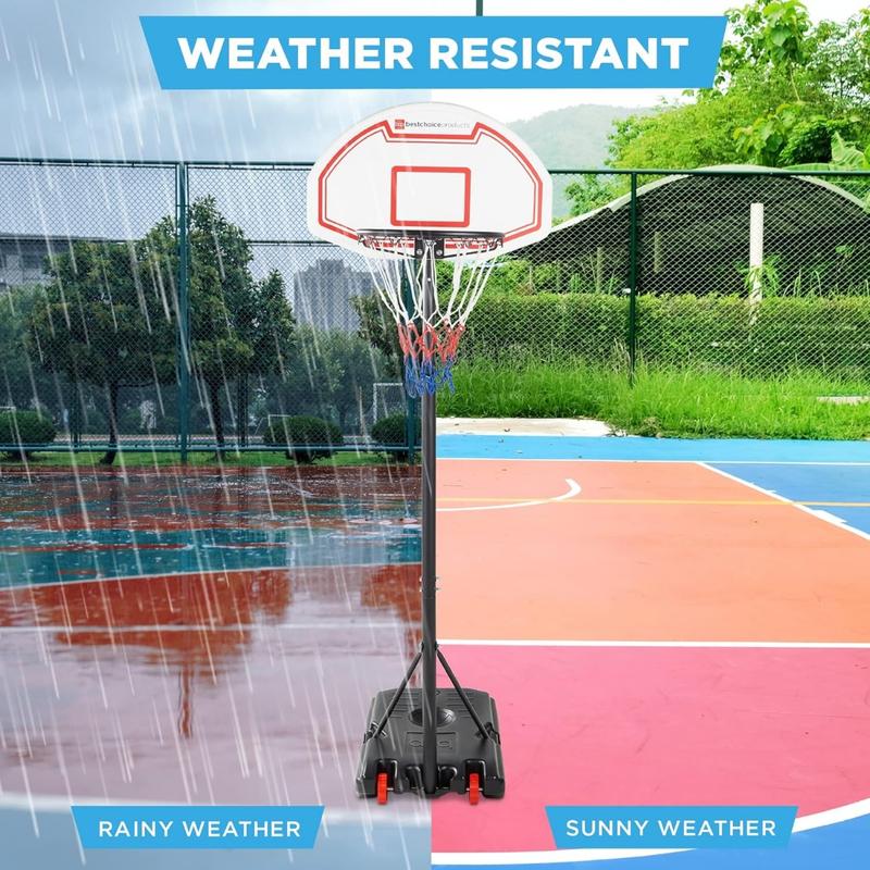 Height-Adjustable Basketball Hoop, Portable Backboard Set w  2 Wheels, Fillable Base, 70.5in to 82.3in Tall