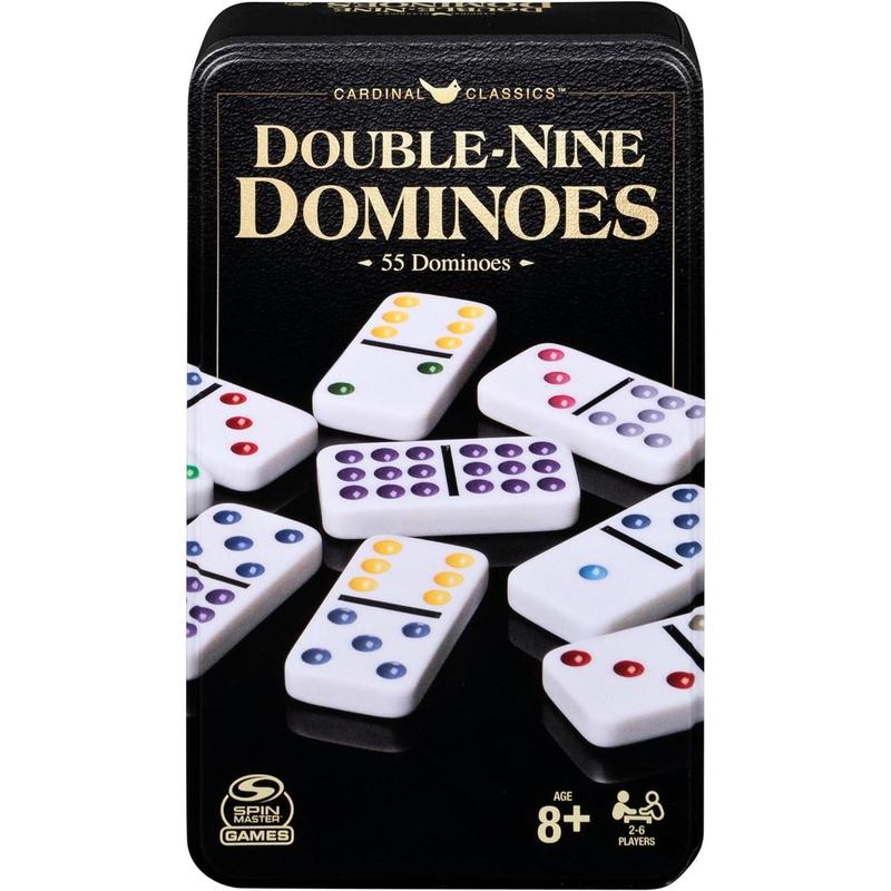 Spin Master Games, Cardinal Classics Double Nine Dominoes Set in Storage Tin, Dominoes for Kids, Classic Game, Dominoes for Adults & Kids Ages 8+